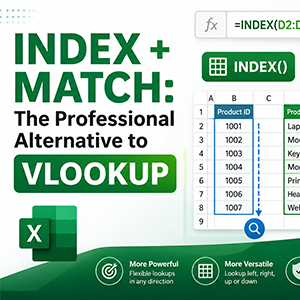 آموزش INDEX + MATCH (جایگزین حرفه‌ای VLOOKUP)