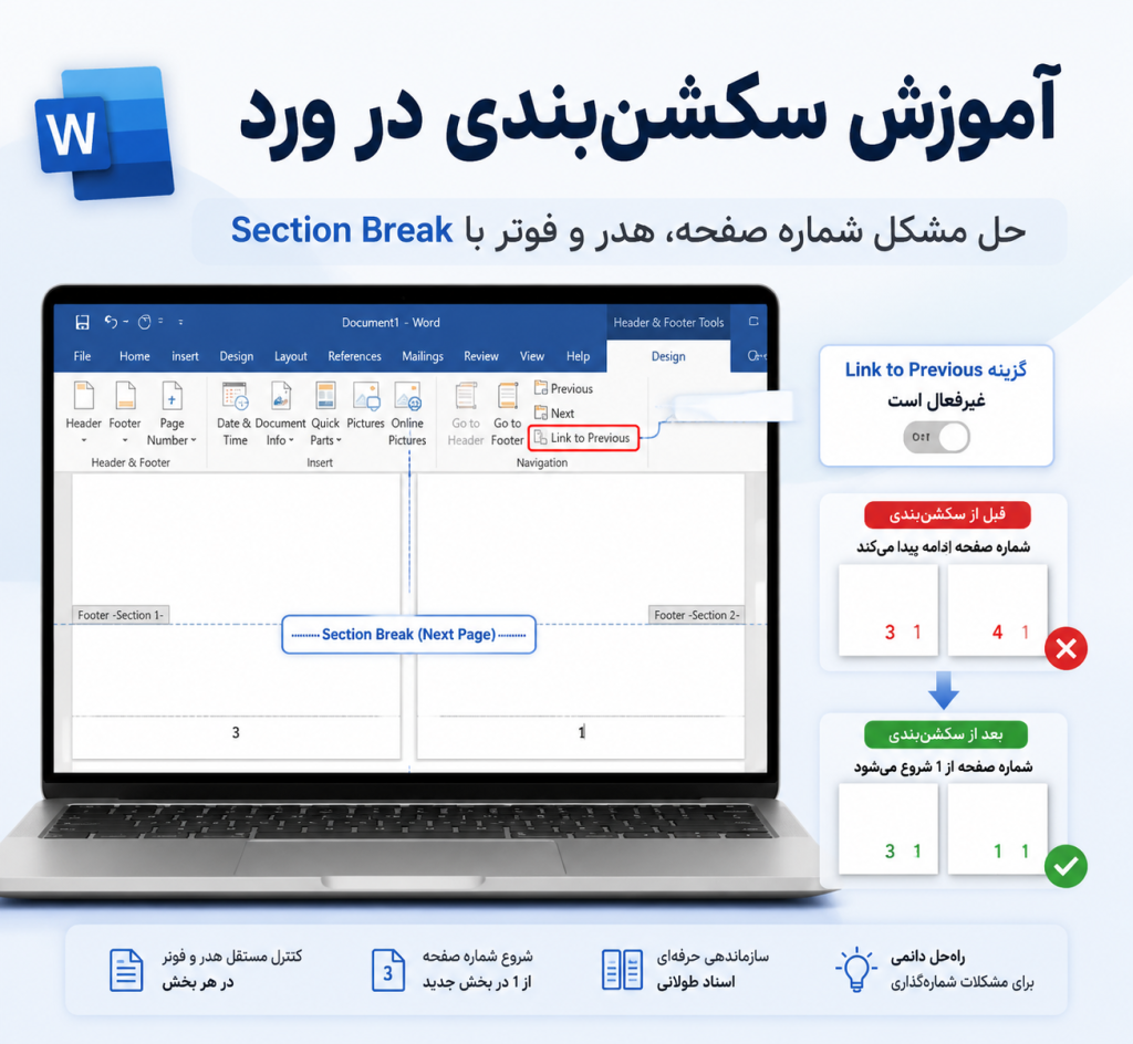 سکشن‌بندی ورد